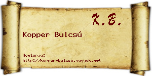 Kopper Bulcsú névjegykártya